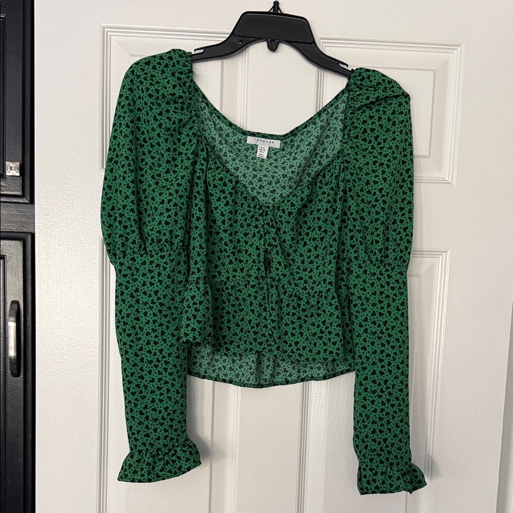 Heart print ruffle (could be off the shoulder blouse) size 6 NEW without tag